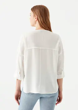 بلوز آستین سه ربع زنانه ماوی