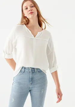 بلوز آستین سه ربع زنانه ماوی