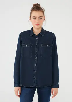 شومیز جین لیوسل زنانه ماوی