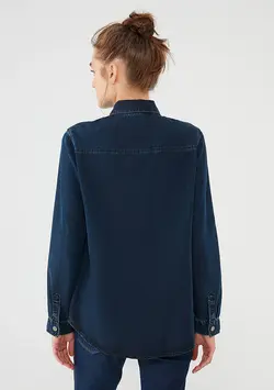 شومیز جین لیوسل زنانه ماوی