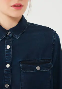 شومیز جین لیوسل زنانه ماوی