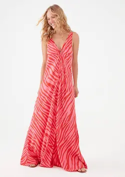 پیراهن بلند یقه هفت زنانه ماوی