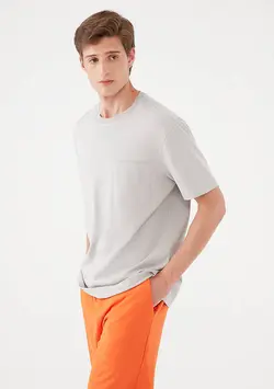 تی شرت نخی ساده مردانه ماوی