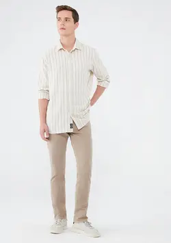 شلوار کتان راسته مردانه ماوی