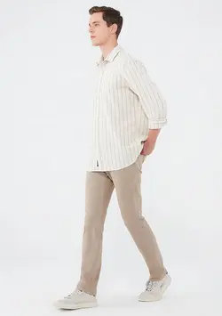 شلوار کتان راسته مردانه ماوی