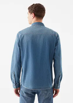 پیراهن آستین بلند جین مردانه ماوی