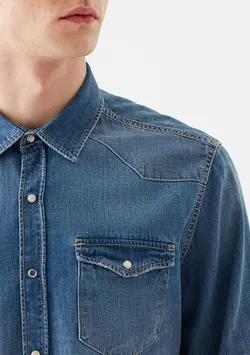 پیراهن آستین بلند جین مردانه ماوی