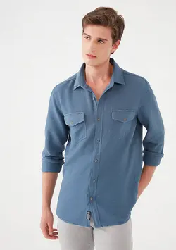 پیراهن جیب دار جذب مردانه ماوی