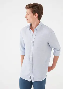 پیراهن آستین بلند مردانه ماوی