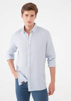 پیراهن آستین بلند مردانه ماوی