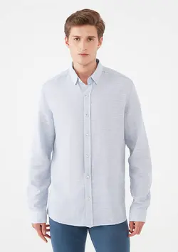 پیراهن آستین بلند مردانه ماوی