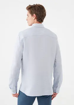 پیراهن آستین بلند مردانه ماوی