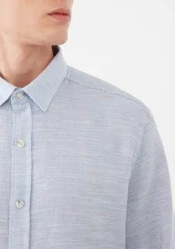 پیراهن آستین بلند مردانه ماوی