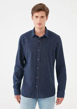 پیراهن راه راه مردانه ماوی