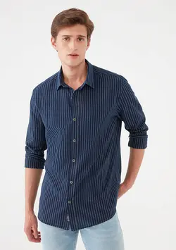 پیراهن راه راه مردانه ماوی