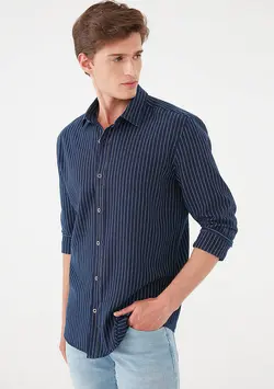 پیراهن راه راه مردانه ماوی