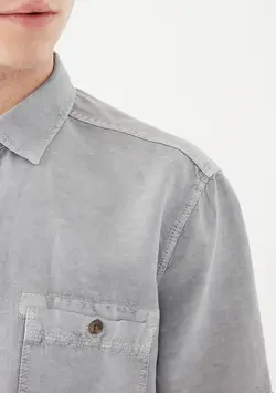 پیراهن آستین کوتاه جیب دار مردانه ماوی