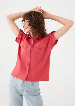 شومیز جیب دار زنانه ماوی