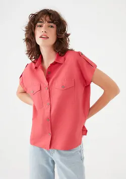 شومیز جیب دار زنانه ماوی