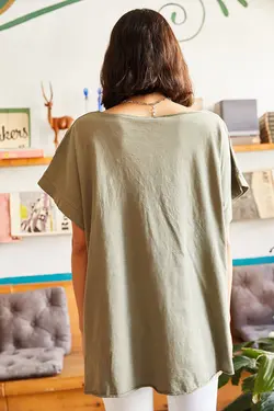 بلوز یقه گرد گلدار زنانه اولالوک