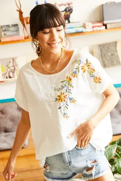 بلوز آستین کوتاه زنانه اولالوک