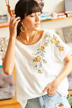 بلوز آستین کوتاه زنانه اولالوک