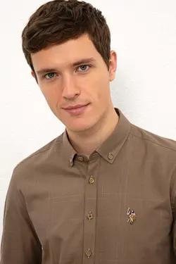 پیراهن نخی جذب آستین کوتاه مردانه یو اس پولو