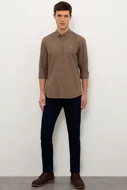 پیراهن نخی جذب آستین کوتاه مردانه یو اس پولو