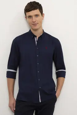 پیراهن نخی آستین بلند مردانه یو اس پولو