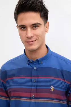 پیراهن نخی جذب مردانه یو اس پولو