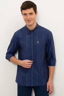 پیراهن نخی آستین بلند مردانه یو اس پولو