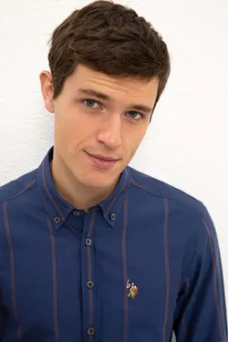 پیراهن نخی آستین بلند مردانه یو اس پولو