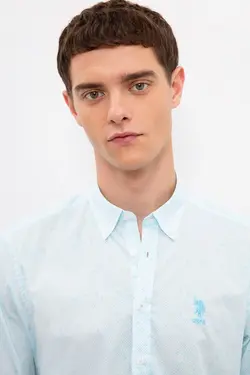 پیراهن نخی جذب مردانه یو اس پولو