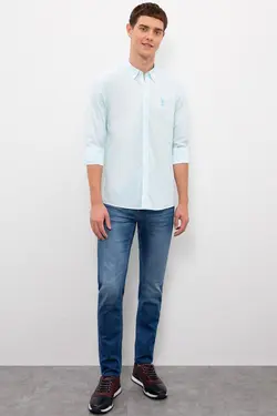 پیراهن نخی جذب مردانه یو اس پولو