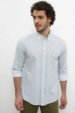 پیراهن آستین بلند نخی مردانه یو اس پولو