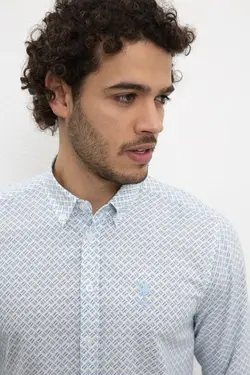 پیراهن آستین بلند نخی مردانه یو اس پولو