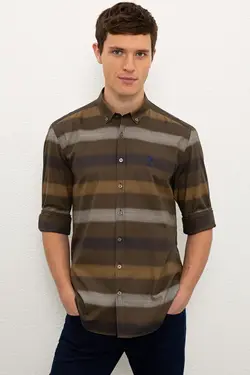 پیراهن نخی آستین بلند مردانه یو اس پولو