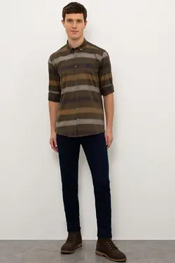 پیراهن نخی آستین بلند مردانه یو اس پولو