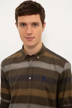 پیراهن نخی آستین بلند مردانه یو اس پولو