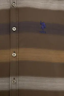 پیراهن نخی آستین بلند مردانه یو اس پولو