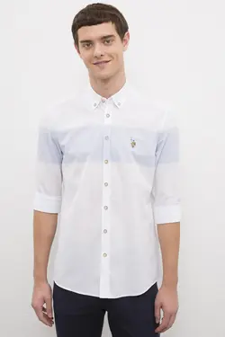 پیراهن نخی جذب مردانه یو اس پولو