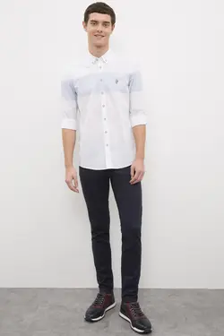 پیراهن نخی جذب مردانه یو اس پولو