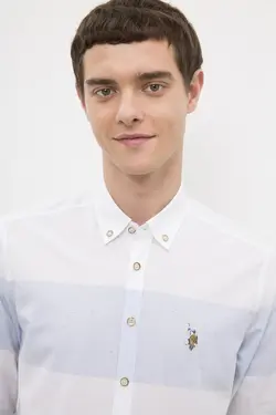 پیراهن نخی جذب مردانه یو اس پولو