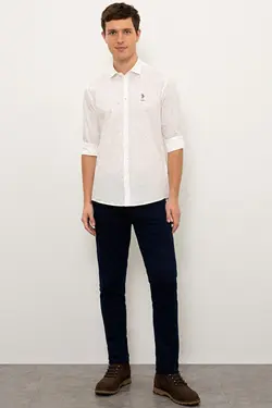 پیراهن نخی جذب مردانه یو اس پولو