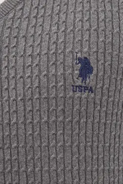 پلیور بافت نخی یقه هفت مردانه یو اس پولو