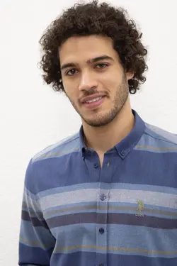 پیراهن نخی یقه برگردان مردانه یو اس پولو