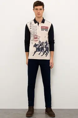 پولوشرت نخی جذب آستین بلند مردانه یو اس پولو