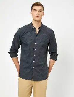 پیراهن آستین بلند طرح پرنده مردانه کوتون