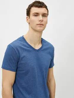 تی شرت یقه هفت آستین کوتاه مردانه کوتون