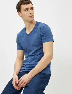 تی شرت یقه هفت آستین کوتاه مردانه کوتون